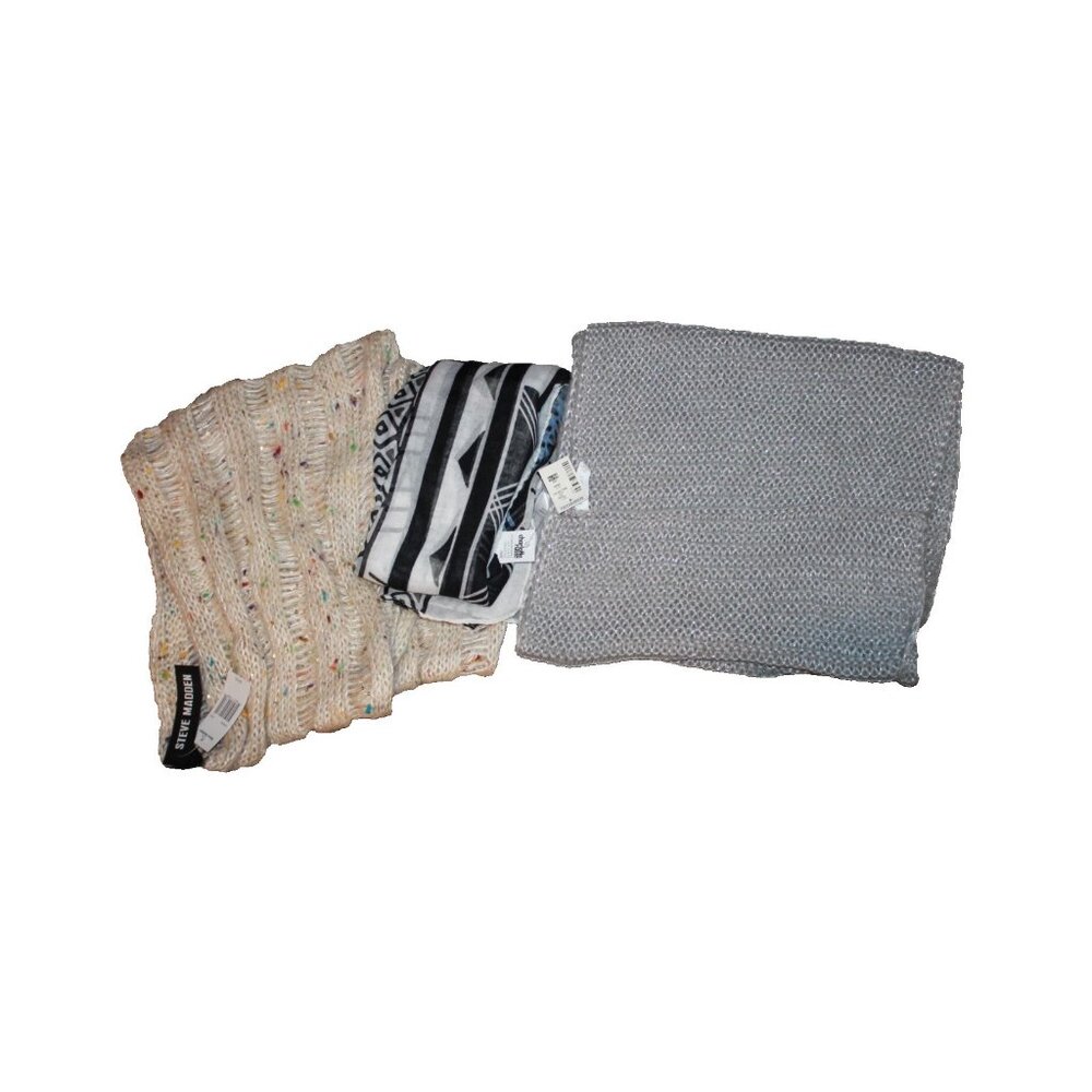 Lot of 3 Scarves Steve Madden, Aeropostale, Charlotte Russe Silver Multi NWT